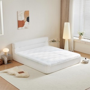 KWPZQEB All in One King Mattress & Bed Frame, 15" Full Size Mattresses in a Box for Motion Isolation Pressure Relief, No Assembly for Bedroom, White - 1 of 4