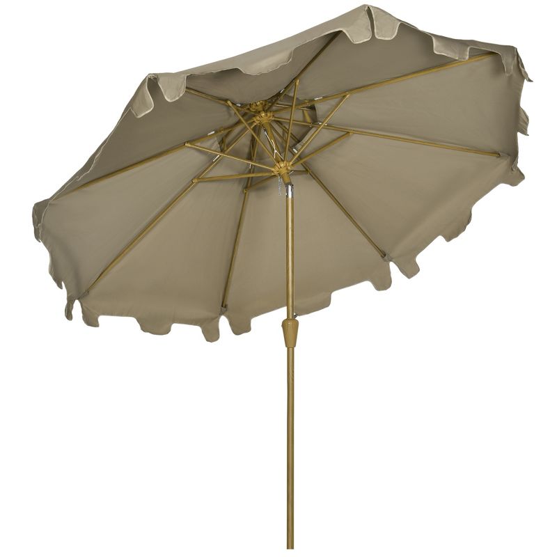 Outsunny 8.8' Patio Umbrella with Push Button Tilt and Crank Outdoor Market Table Umbrella, Brown, 1 of 7
