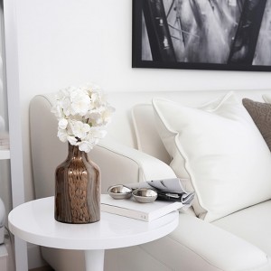 Decorative Frosted Glass Bottle Vase with Removeable Lid for Living Room Decor - Stylish Flower Vase for Flowers, Bedroom, and Home Decor - Brown - 1 of 4