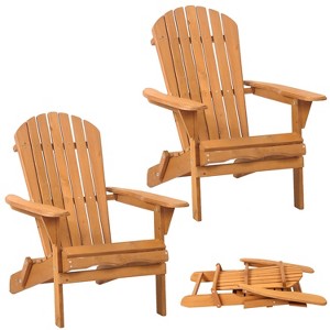 BestMassage Folding Adirondack Chair Wooden Lounger Chair Patio Chair - 1 of 4