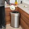 Tangkula Stainless Steel Corner Trash Bin w/ Lid Large Open Top Anti-slip Bottom - 2 of 4