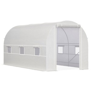 14.6' x 6.6' x 6.6' Walk-In Tunnel Greenhouse, Large Garden Hot House Kit with 6 Roll-up Windows & Roll Up Door, Steel Frame - 1 of 4