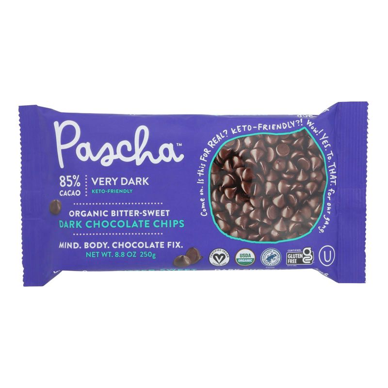 Pascha 85% Cacao Very Dark Organic Bitter-Sweet Dark Chocolate Chips - Case of 6/8.8 oz, 2 of 8