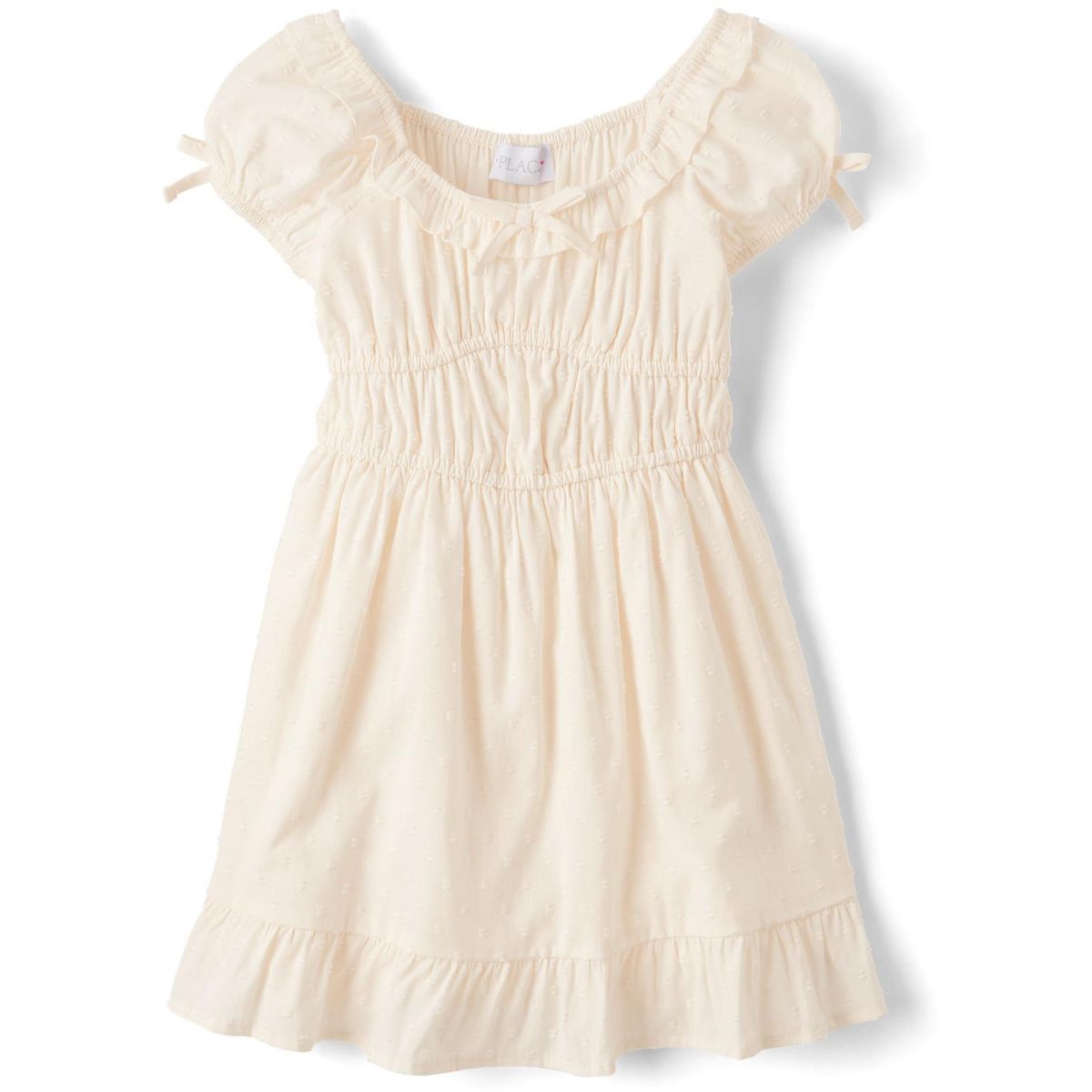 The Children's Place Girls Short Puff Sleeve Clip Dot Ruffle Dress - thumbnail 6
