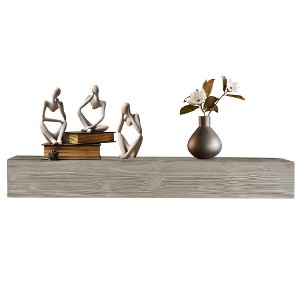 70" Rustic Wood Fireplace Mantel, Wall-Mounted Floating Shelf for Home Decor, Gray - 1 of 4