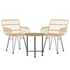 vidaXL Bistro Set Outdoor Patio Balcony Table and Chairs Rattan Look 3 Piece - Brown - 3 of 4