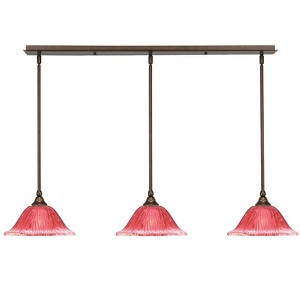 Toltec Lighting Any 3 - Light Chandelier in  Bronze with 10" Raspberry Crystal Shade - 1 of 1