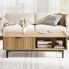 Coffee Table 42.5" Mid Century Modern Center Table with Drawer Fluted Living Room Table with Storage Table with Open Shelf Rectangle Coffee Table - 4 of 4