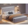 Floating Bed Frame with LED Lights, Upholstered Headboard, Storage Shelves, Heavy Duty Metal Slats, No Box Spring Needed, Noise Free, Easy Assembly - 2 of 4