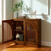 Mid Century Modern Fluted Sideboard with Curved Groove Doors, Narrow Storage Cabinet for Entryway, Kitchen, Living Room or Coffee Bar - 2 of 4