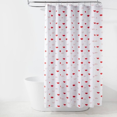 72"x72" Valentines Day Scattered Red Lips Shower Curtain - Room Essentials™