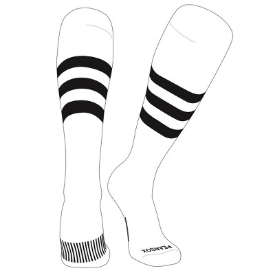 PEAR SOX Striped OTC Baseball, Softball, Football Socks (A) White, Black