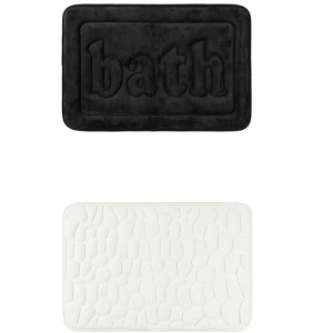 Unique Bargains 2Pcs Memory Foam Water Absorbent Quick Dry Non-Skid Bottom Soft Bathroom Rugs - 1 of 4