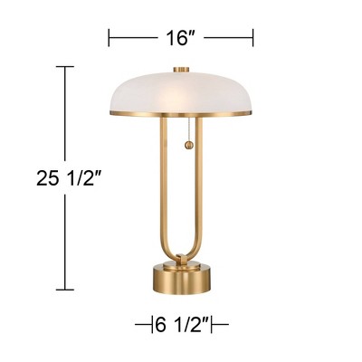 Modern Gold Metal Table Lamp with White Glass Dome Shade