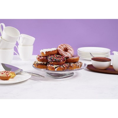 Silver Glass Pedestal Cake Plate with Server