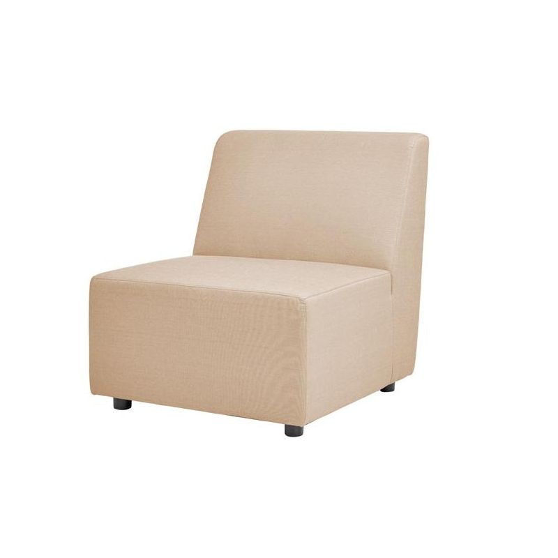 Cleo 30" Modular Upholstered Deep Seating Patio Armless Chair, Almond Beige Axroma Olefin, 1 of 2