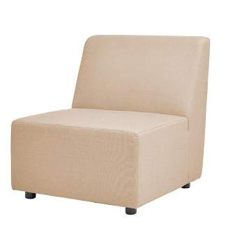 Cleo 30" Modular Upholstered Deep Seating Patio Armless Chair, Almond Beige Axroma Olefin