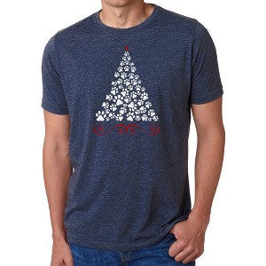 LA Pop Art Paw Christmas Tree - Men's Premium Blend Word Art T-Shirt - 1 of 4