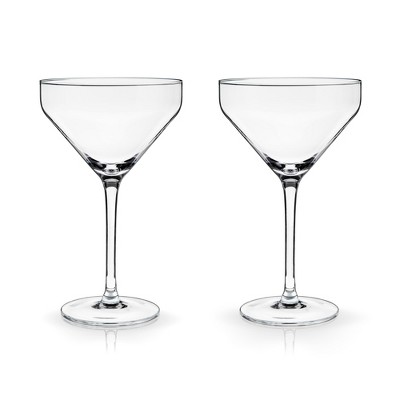Viski Angled Crystal Martini Glasses, Set of 2