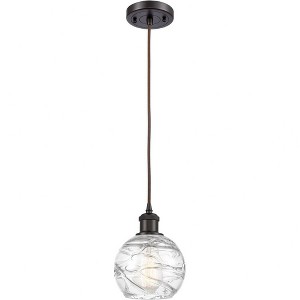 Athens Deco Swirl - 1 Light Cord Hung Mini Pendant In Industrial Style-8 Inches Tall and 6 Inches Wide - 1 of 1