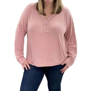 Women's Ribbed Henley Sweater - White Birch - 1 of 2