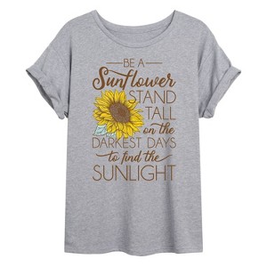 Women's - Instant Message - Be a Sunflower Stand Tall to Find the Sunlight Oversized Graphic T-Shirt - 1 of 4