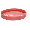 HomeRoots 14" Red And White Tis The Season Round Serving Tray With Handles - 4 of 4