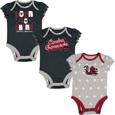 Newborn & Infant Champion Garnet/Heather Gray/White South Carolina  Gamecocks Three-Pack Bodysuit Set