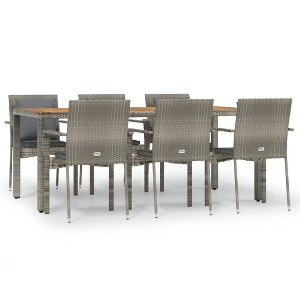 vidaXL Garden Dining Set Grey with dark grey cushions - 1 of 4