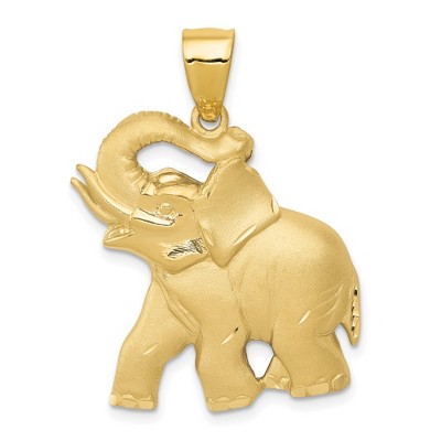 Black Bow Jewelry 14k Yellow Gold Large Trumpeting Elephant Pendant