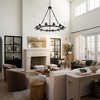 Rennnsan Kintera 40" W 12 -Light Glass Dimmable Farmhouse Wagon Wheel Chandelier in Matte Black - 2 of 4