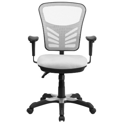 ErgoFlex White Mesh Mid-Back Executive Swivel Office Chair with Adjustable Arms