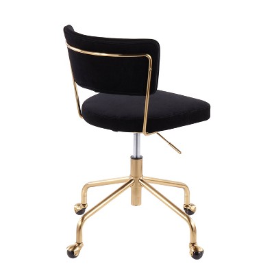 Tania Contemporary Black Velvet 28.5" Swivel Task Chair