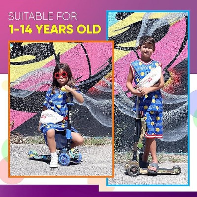 Teal Adjustable 3-Wheel Kids Scooter with LED Lights and Fold-Out Seat
