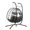 CAVINAS 2-Seat Wicker Swing Egg Chair with Cushion and Stand,Patio Swing Hanging Basket Chair with Stand for Bedroom Porch Garden - 2 of 4