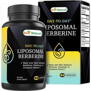 Best Naturals Day to Day Liposomal Berberine 1200 mg with Bioperine 90 Veg Capsules - Made with Fiber Enhanced Chromium, & Cinnamon Extract & - 1 of 4