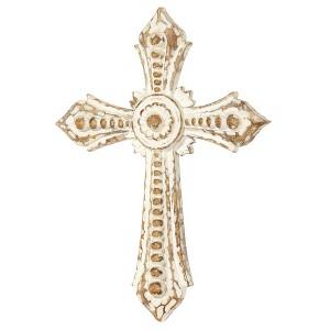 Dicksons Whitewash Floral 14 x 10 Resin Hanging Wall Cross - 1 of 2