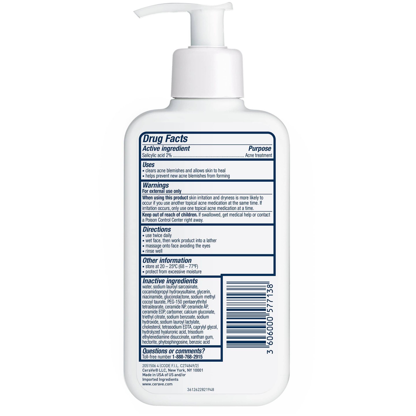 Средство для умывания от акне CeraVe с 2% салициловой кислотой и глиной, 8 fl oz — фото 7
