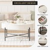 Round Coffee Table with Storage with Drawers Farmhouse Circle Table, Easy to Assemble Wood Accent Center Table Natural Living Room Tables - 4 of 4