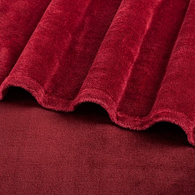 Wine Red Plush Fleece Throw Blanket for Sofa Couch