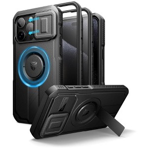 Dexnor for iPhone 15 Pro Max Case with Slide Camera Cover&Adjustable Kickstand&Built-in Screen Protector, Magnetic Rugged Shockproof Cases - 1 of 1