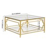 Kumasinova 33.5" Square Tempered Glass Coffee Table with Golden Metal Frame,2-Tier Luxury Center Table for Living Room,Decor Pcs,80lbs Max,Transparent - 2 of 4