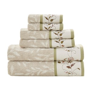 Gracie Mills Rogelio 6-Piece Floral Embroidered Cotton Jacquard Towel Set - 1 of 4