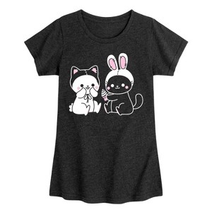 Girls' - Instant Message - Kawaii Cat Bunny Costume Fitted Short Sleeve Graphic T-Shirt - 1 of 4