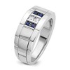 Black Bow Jewelry 9.5mm 14K Two Tone or White Gold Lab-Cr. Sapphire/Diamond Tapered Band - 3 of 4