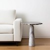 HomeRoots 22" Silver and White Aluminum and Marble Pedestal End Table - 2 of 4