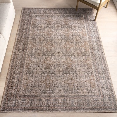Hillstone Dark Beige Rectangular Synthetic Medallion Area Rug