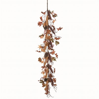 Transpac Fabric Multicolor Harvest Autumn Leaf Garland