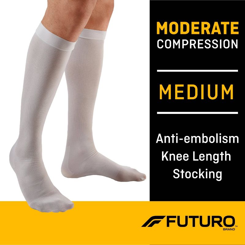 FUTURO Anti-Embolism Stockings Knee Length Closed Toe - Medium Regular - White, 3 of 9