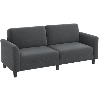 Yaheetech Modern Loveseat Sofa Couch 2-Seater Linen Fabric Upholstery Sofa Couch, Dark Gray